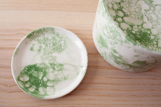 Vajilla de cerámica para gatos La Isleta - diseño burbujas - conjunto