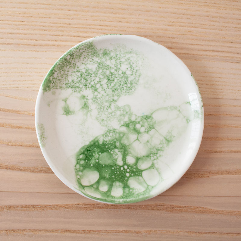 Plato de la vajilla de cerámica para gatos La Isleta - diseño burbujas - visto desde arriba