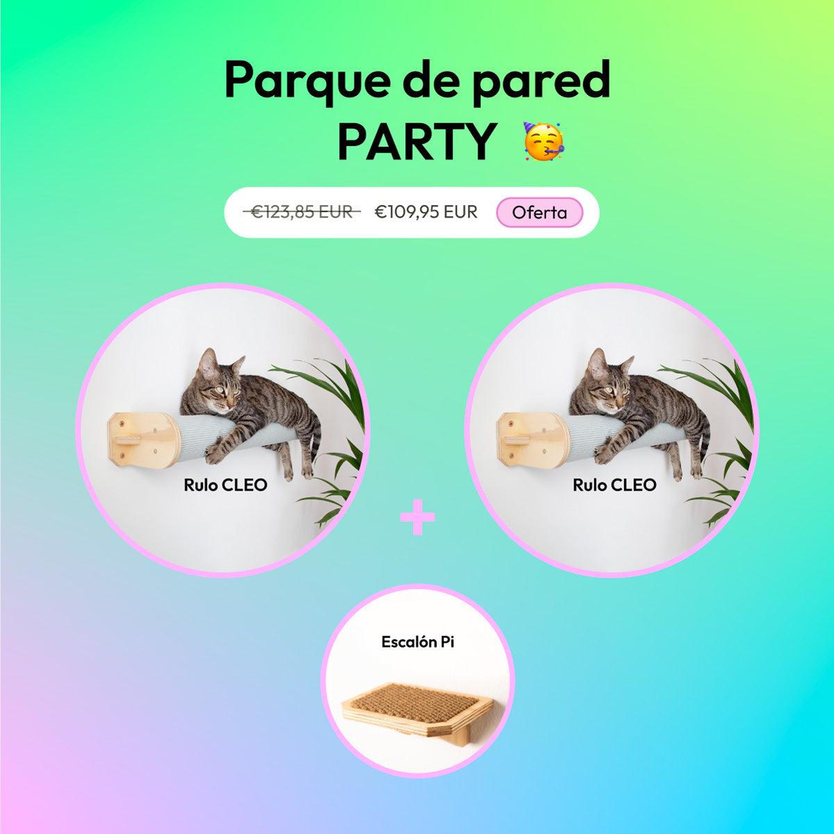 Parque de pared para gatos PARTY - Gatifica - oferta banner cuadrado 2