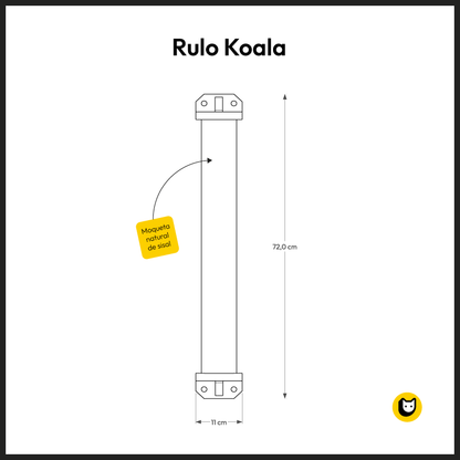Esquema boceto de Rulo Koala - Rascador vertical para gatos con moqueta natural de sisal - Hecho a mano por Gatifica - Vista frontal